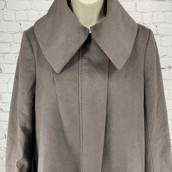 Zara Grey Purple Wool Angora Blend Zipped Snap Lined Long Coat Size Medium M - Picture 5 of 12